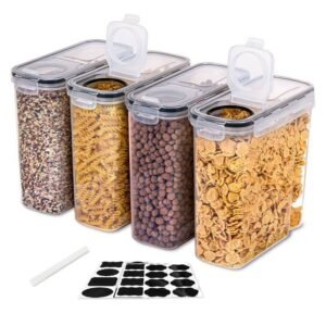 4pcs 2.5L Cereal Storage Containers with Airtight lids